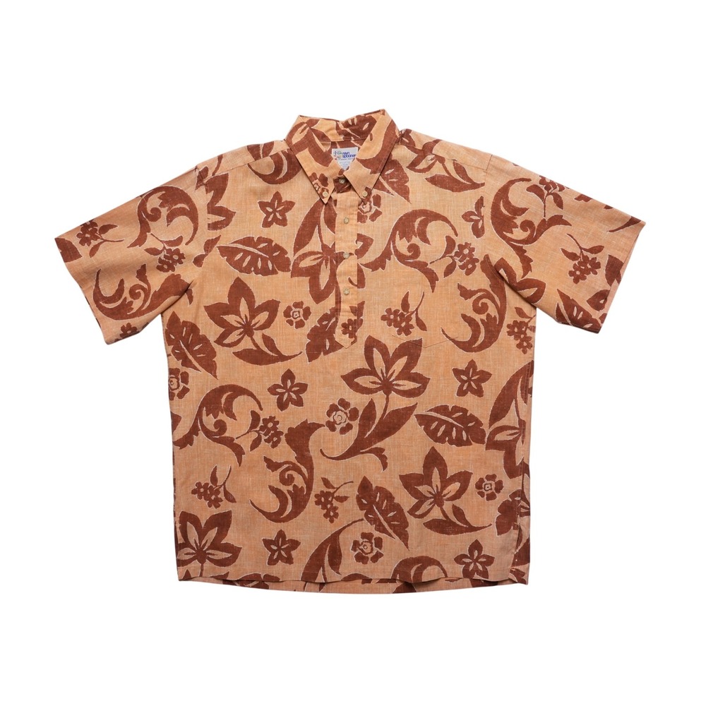 Reyn Spooner Pullover Hawaiian Shirt Mens XL Orange Tropical Reverse Print Aloha